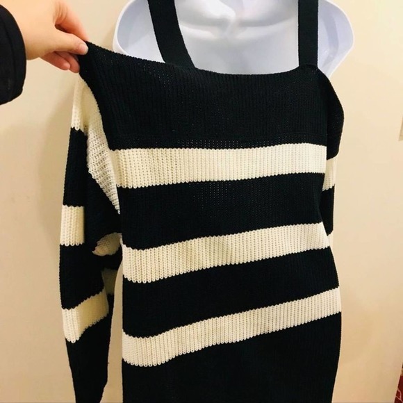 Sanctuary Off The Shoulder Sweater Striped Large - Picture 8 of 13